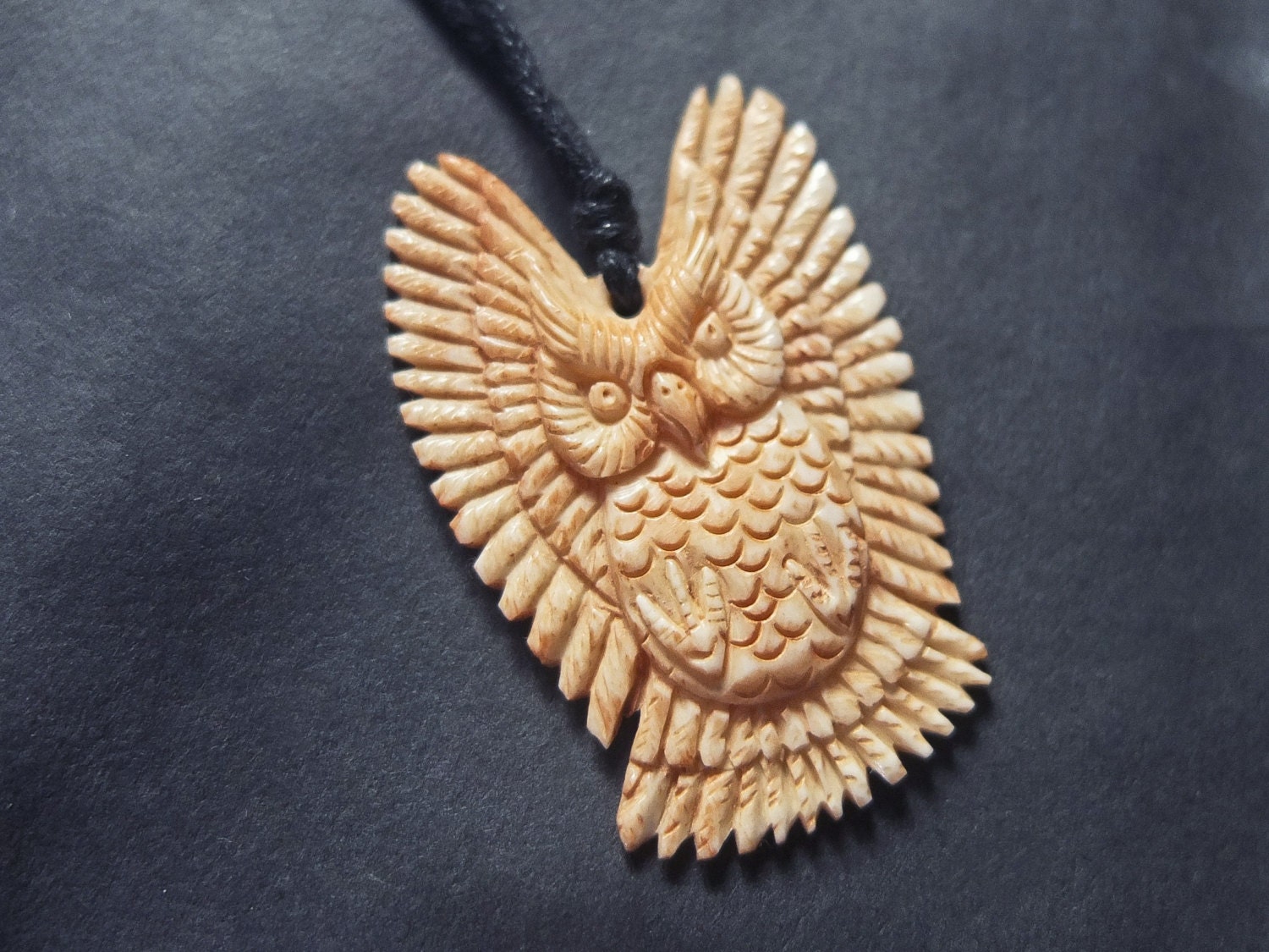 Owl Necklace Owl Gifts Bone Necklace Bone Carving Pendant