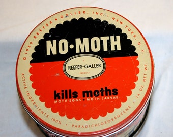 1950 Reefer-Galler No Moth Tin//Potpourri Tin//Collectible Tin//Vintage Tin