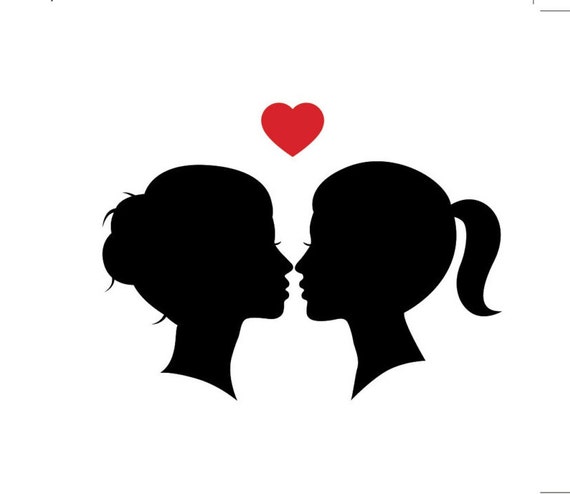 Lesbian Silhouette Couple 01 Lesbian Valentines Card