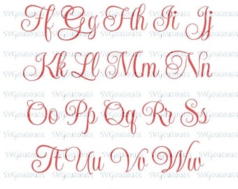 Elegant Script Monogram Font Design, SVG, Eps, Dxf Formats, File For Your Cutting Machines, Silhouette, Cricut, Scan N Cut, INSTANT DOWNLOAD
