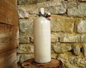 Old bottle in stoneware tiles - french vintage - old bottle - bottle stoneware
