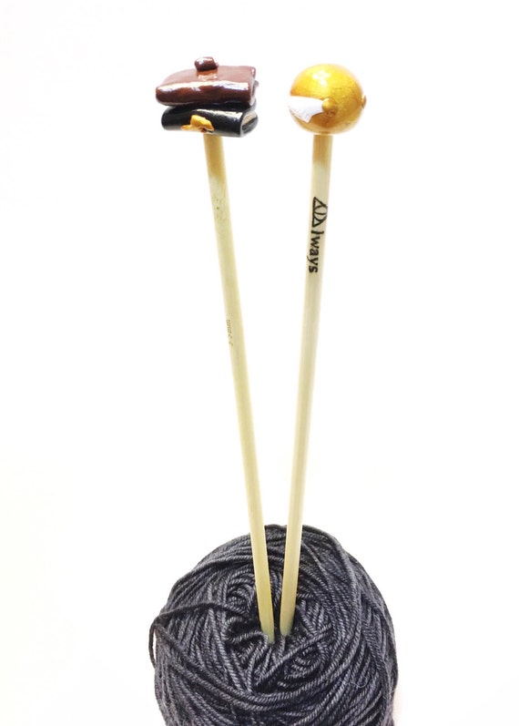 Harry Potter Snitch and Journal Knitting Needles with by knitspo