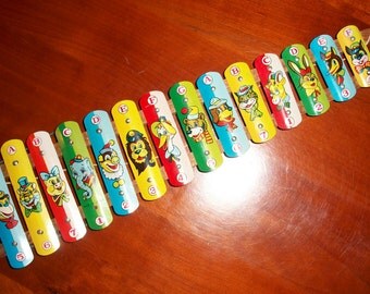 Mid Century Xylophone Children's Toy! Classic Toys, 1950's, Musical Instrument, Animals, Colorful, Tin Litho, Vintage Toy, 1950's Toy, Music