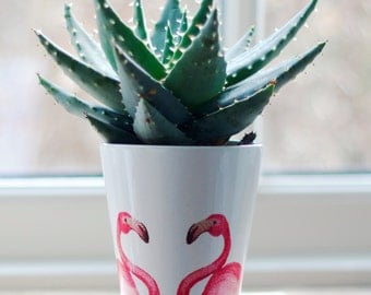 Flamingo Plant Pot, Flaming-grow plant pot, Witty Pun Plant Pot, Gift for Gardener, New Home Gift, Romantic Wedding Gift