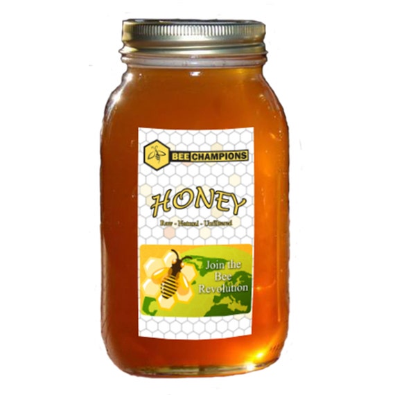 Quart Jar of Raw Natural Unfiltered Honey by BeeChampions on Etsy