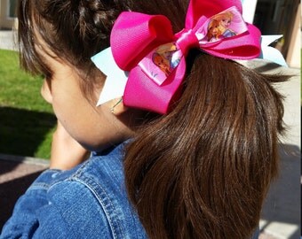 Cute Pink with minty color frozen bow! Frozen hair bow, pink and mint hair bow