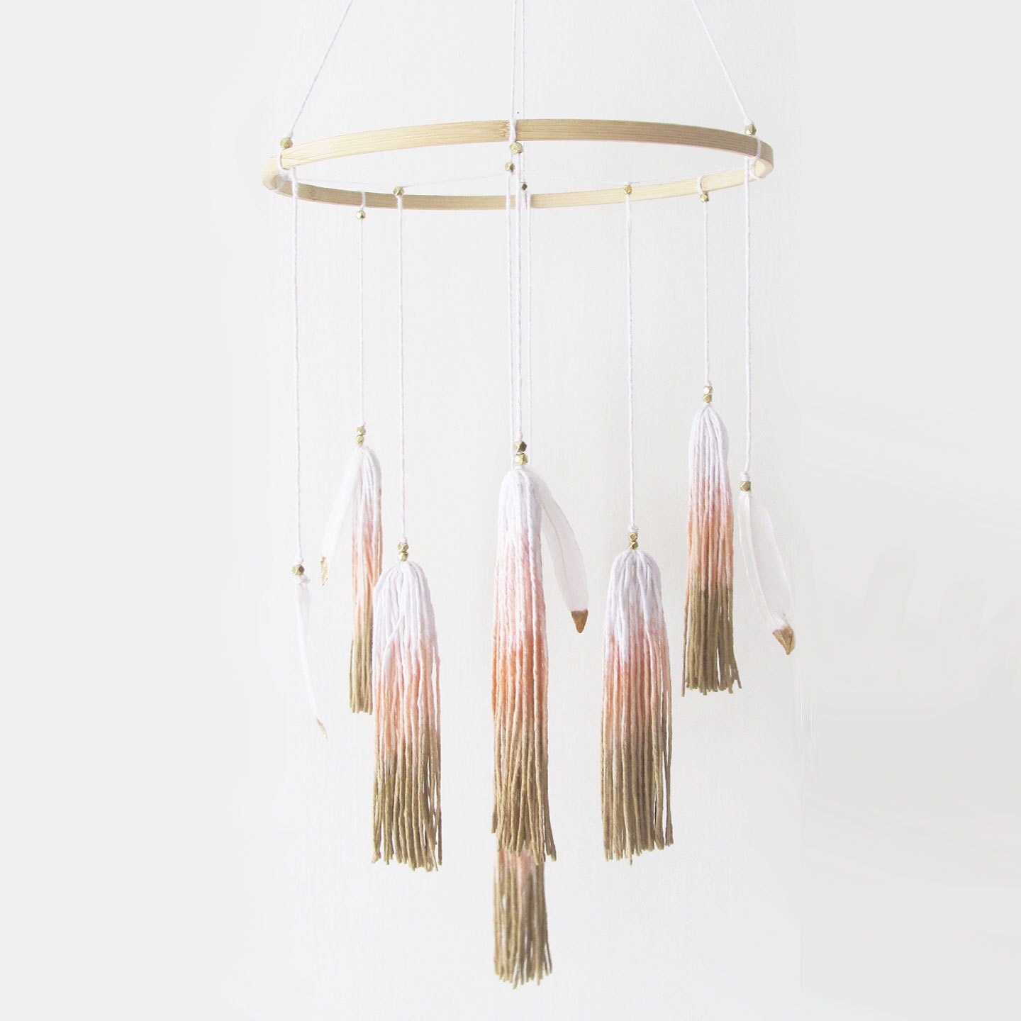 Tassel Nursery Mobile Gold Feather Mobile Baby Girl Boho