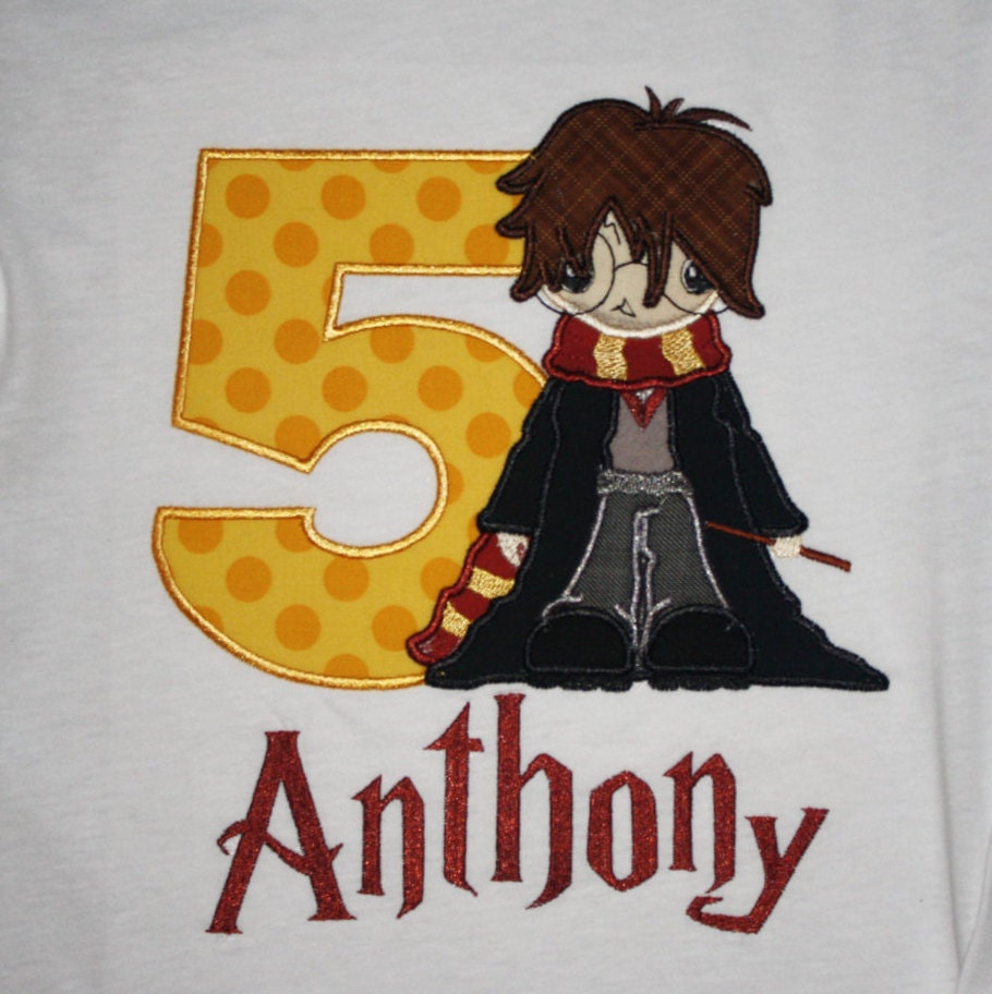 Harry Potter birthday shirt harry potter applique wizard
