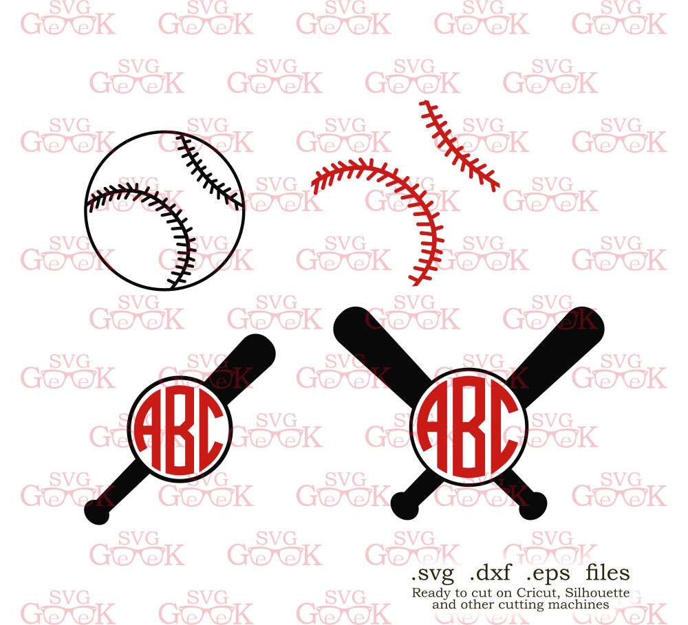 Download Baseball Stitches Bat Monogram Frame SVG cut files for Cricut