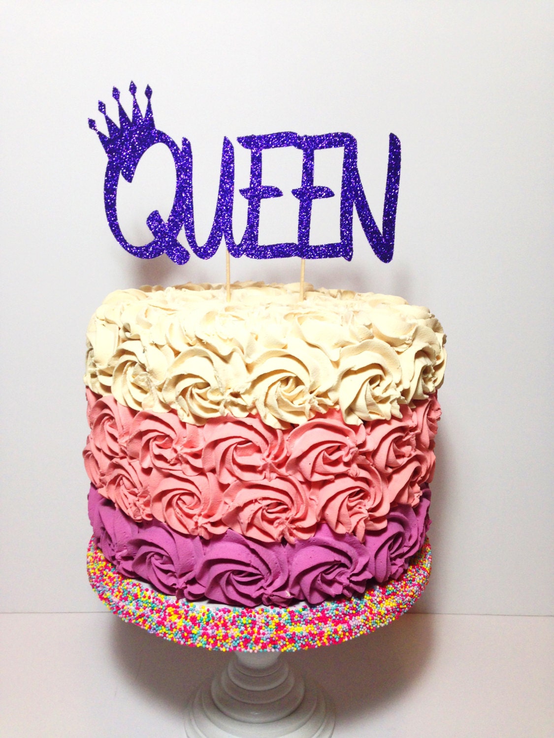 Queen Cake Topper Birthday Glitter Decorations Mother s
