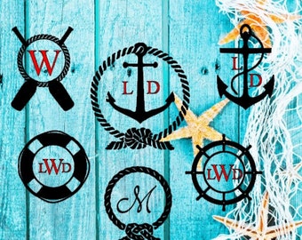 Nautical Themed digital file with bonus letters in SVG, PNG and silhouette studio or cricut explore-personal or commerical use