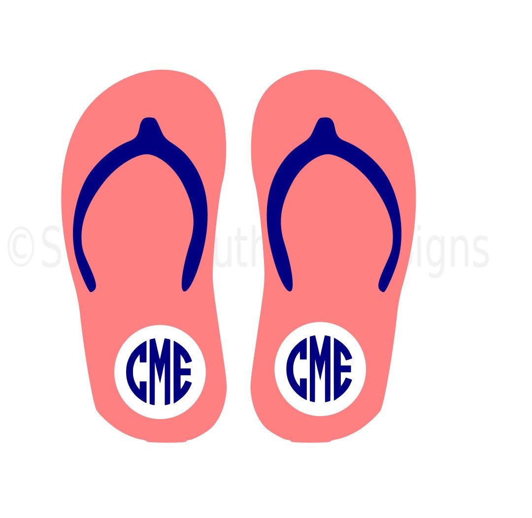 Monogram flip flops SVG instant download design for cricut or