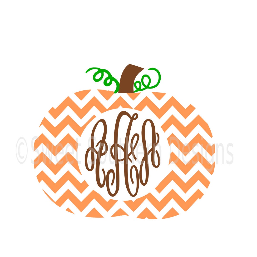 Download Chevron pumpkin monogram SVG instant download design for