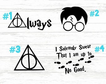deathly hallows, Harry Potter decal, HP vinyl decal, Always, mischief managed decal, harry potter sticker, Muggle, swear I am up to no good