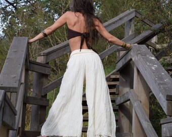 KYRA/Bohemian pants Cotton women's festival clothing hippie boho gypsy wide leg pants. By Naneik