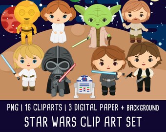 20% OFF Star wars Clipart, Disney Star Wars clip art, starwars clipart, darth vader, star wars party, Instant Download PNG 300 - dpi