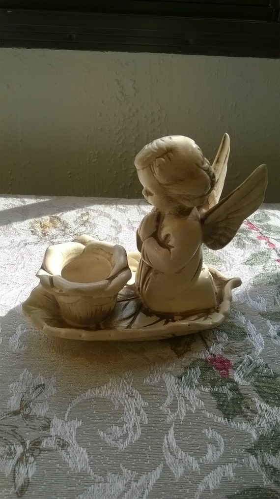 Vintage Wolin Kneeling Praying Angel Candle Holder Made in