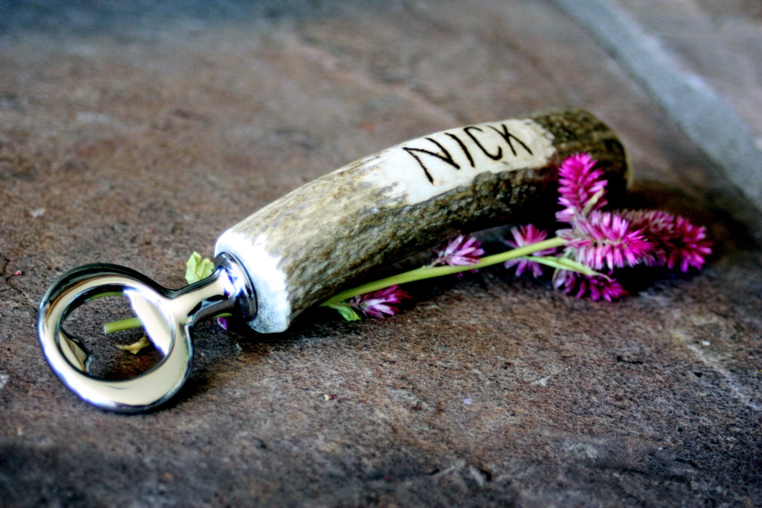 Custom Authentic Stag Antler Bottle Opener
