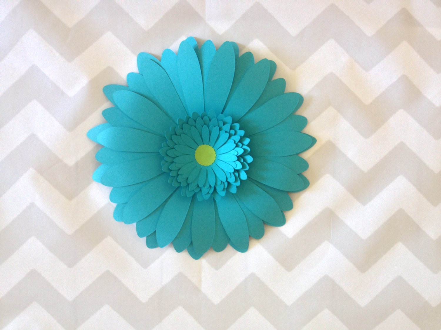 Teal Large Paper Flower Blue Gerbera Daisy Dimensional