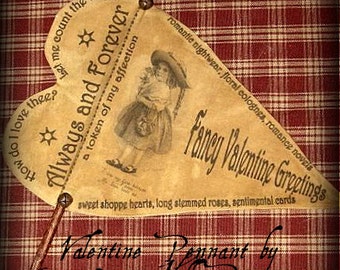 PDF E Pattern INSTANT DOWNLOAD Prim Valentine Heart Pennants
