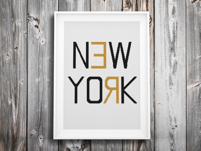 modern NeW YOrK cross stitch pattern subway font poster