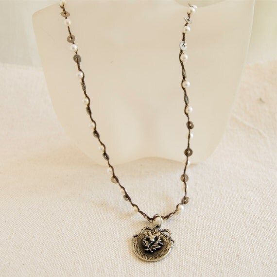 Long Pearl Layering Necklace White Bronze Jewelry Thistle