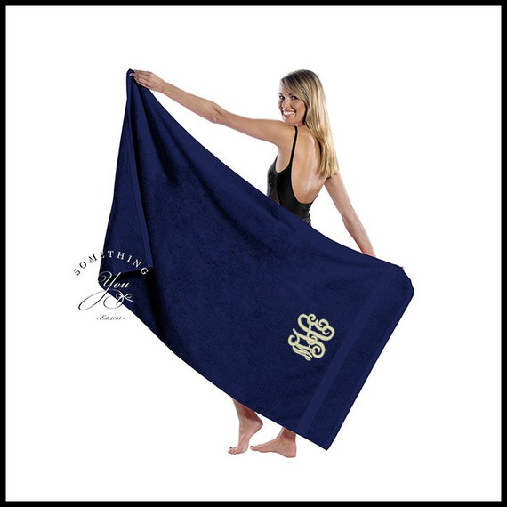 Oversized Personalized Navy Blue Beach Towel King Size