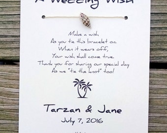 Tropical Romance - A Wedding Wish with a Genuine Shell - Wish Bracelet Wedding Favor Custom Made for You