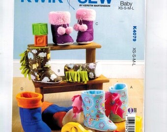 Craft Sewing Pattern Kwik Sew K4079 4079 Toddler Slippers Shoes Boots Footwear Size XS-L UNCUT 99