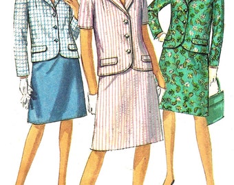 1960s Suit Pattern Half Size A Line Skirt Jacket Simplicity Vintage Sewing Women's Misses Size 20. 5 Bust 41 Inches