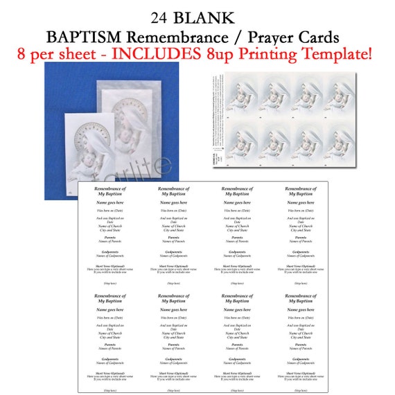 Printable Baptism Remembrance Cards Baptism by starwedd on Etsy