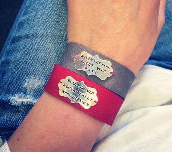 Custom phrase bracelet personal quote leather cuff bracelet