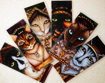 Tudor Cat Bookmarks, Set of Six Wives of King Henry VIII as Cats