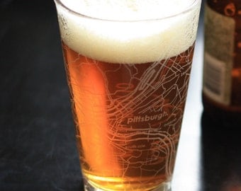 Pittsburgh Map Pint Glass