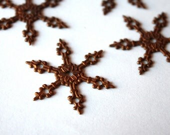 3 Rare Brass Stampings // Art Nouveau Snowflake // 40s 50s Snow Flake