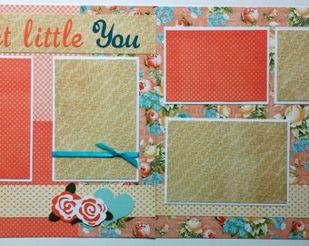 Baby girl scrapbook page - 12x12 premade scrapbook page baby girl - 12x12 premade scrapbook layout - 12x12 premade baby girl scrapbook