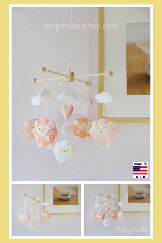 Baby Mobile Lamb Baby Mobile Sheep Mobile Baby Shower by hingmade