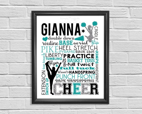 Printable Cheerleading Poster, Cheer Print, Subway Art, Digital Wall Print, Cheerleader Sign, Typography Il_570xn