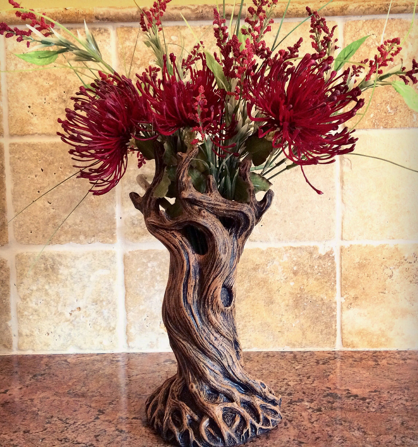 Tree Vase Brown Finish