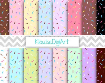 Chocolate, Vanilla, Mint and Strawberry Donut Sprinkles Printable Digital Paper Pack for Personal and Small Commercial Use (0037)