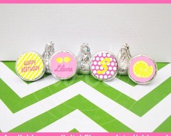 Lemonade Chocolate Kiss Stickers - Pink Lemonade Stickers - Pink and Yellow Candy Stickers - Digital & Shipped Available