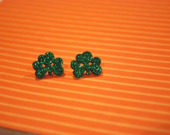 Clover Earrings -- Green Clover Studs, St. Patrick's Day Earrings, St. Pattys Day Studs, Luck of the Irish, Green Clover, Lucky Earrings