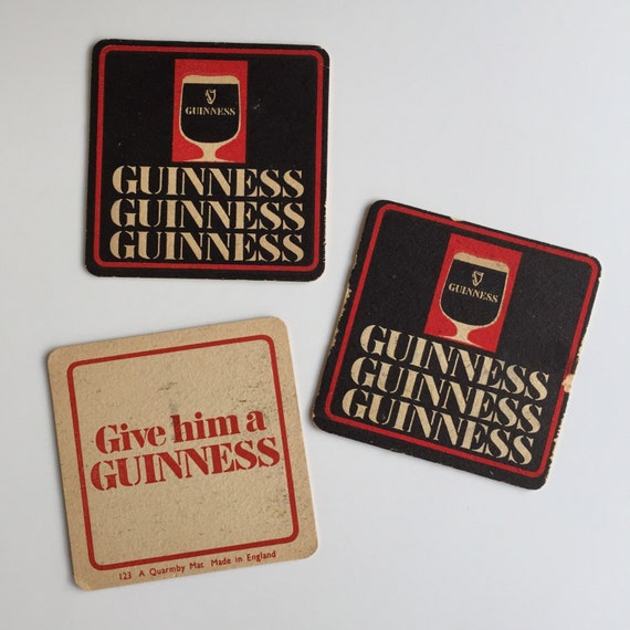 Vintage 1970's Guinness Beer Mats Coasters Set of 3