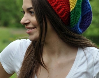 LGBT Gay Pride Rainbow Slouchy Hat - Rainbow Beanie - Slouch Hat - Slouchy Beanie - Rainbow Hat - Bi Pride - Trans Pride