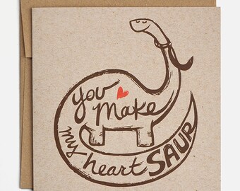 Dinosaur Valentines Card, Valentine Card, Anniversary Card, Pun Card, Love Card