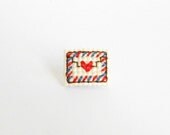 Airmail Collar Pin, Love letter pin, Cross Stitch Pin, gifts for her, gifts for penpals