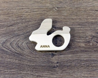 PERSONALIZED Wood Teether / Natural Baby Toy / Eco Friendly