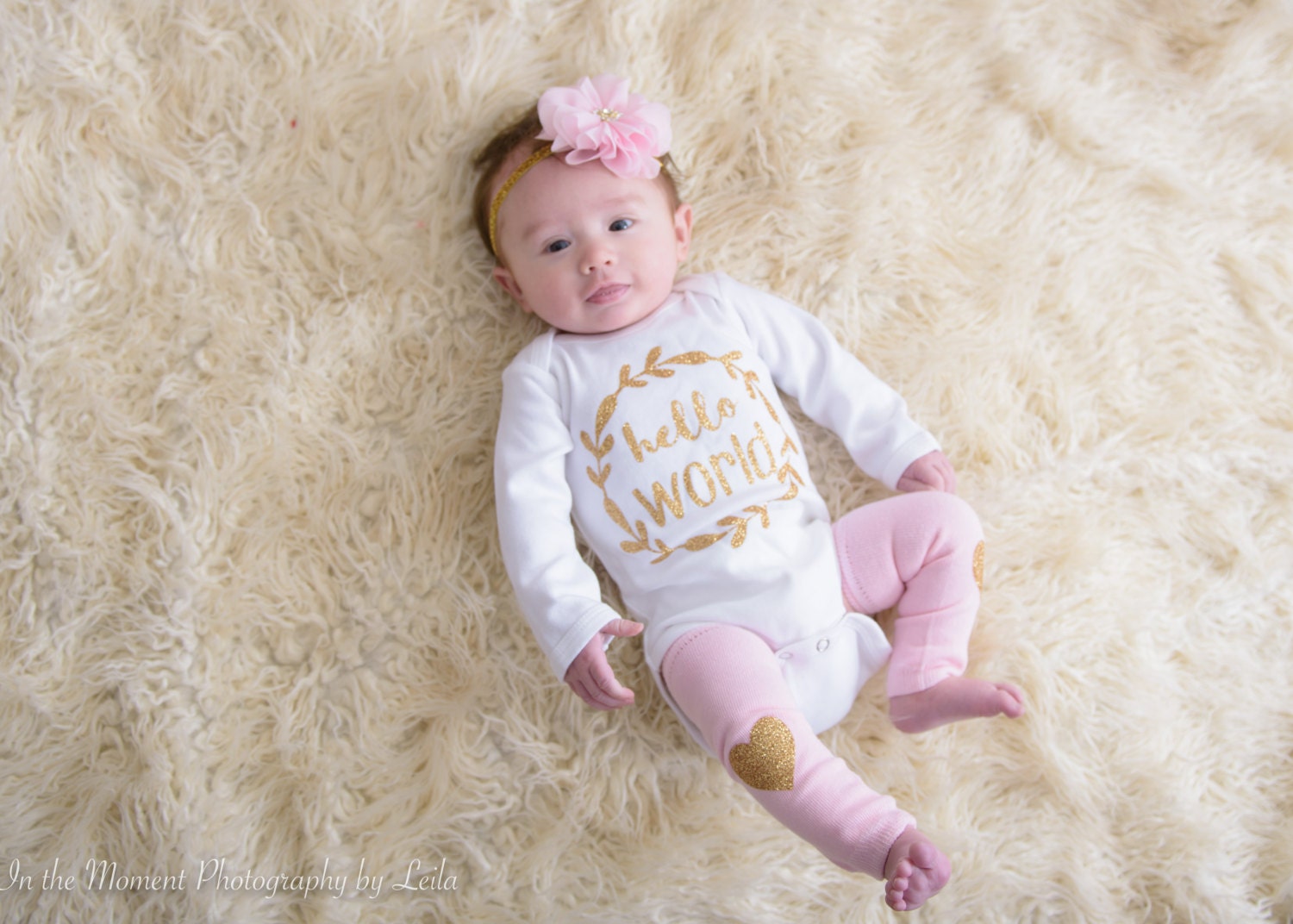 newborn clothes hello world pink gold glitter hearts newborn clothes hello world pink gold glitter hearts