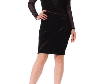 1990s Casadei Black Bodycon Mini Dress SIZE: S, 2-4