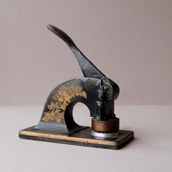 Edwardian cast iron embossing machine by Shaw & Blake Office